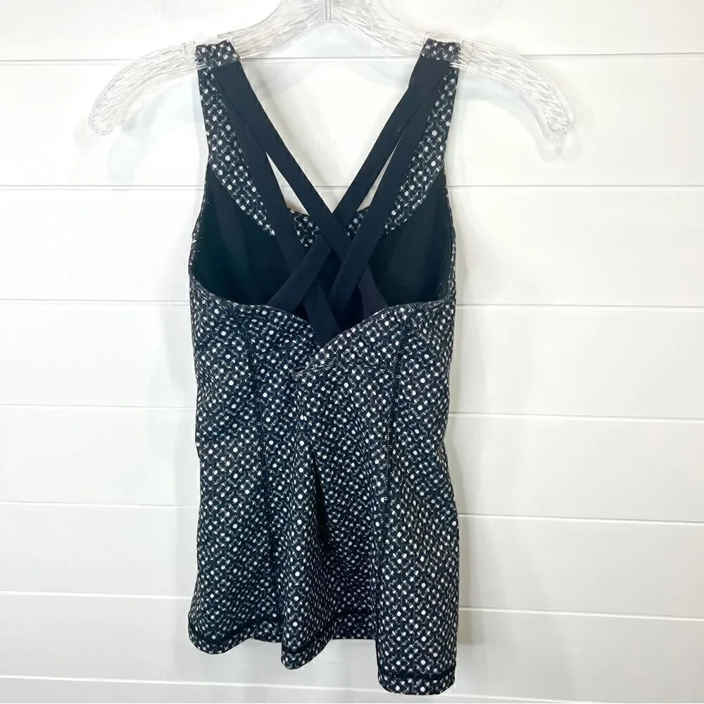 Lululemon Enhearten Millie Mesh Black White Criss Cross Tank 4